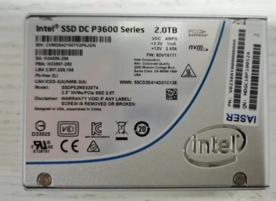 INTEL SSD DC P3600 2TB 2.5''NVME/PCIE SSDPE2ME020T4 SSD SOLID STATE DRIVE - Image 1 of 2