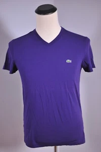 Lacoste V-Neck T-Shirt Pima Cotton Purple Men’s Small S - Picture 1 of 4