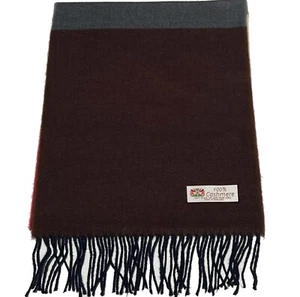 100% CASHMERE SCARF Plaid Brown berry / gray Made in England Soft Warm Wool Wrap - Picture 1 of 3