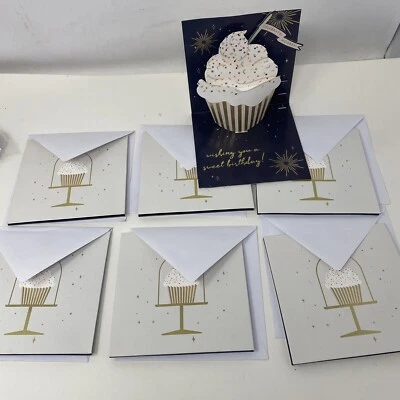 (6) BIRTHDAY Greeting Card 3D Pop Up Card New Card Celebrate Cupcake MSRP $7 Ea - Image 1 of 4