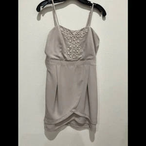 Esley Embellished with Beads Stripe Cocktail Cream Dress - Picture 1 of 4