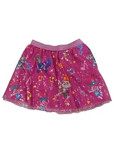 Trolls World Tour Girls Pink Poppy Branch & Barb Sequin Skirt - Picture 1 of 1