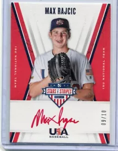 2019 Stars and Stripes 18U Team Autographs Max Rajcic Red Ink Auto 9/10 - Picture 1 of 1