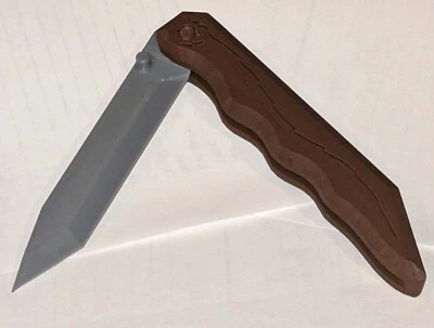 "Cuchillo abrecartas de correo de hoja de interruptor impreso en 3D plegable 5"" abre 9"" marrón gris" Foto 1 de 3