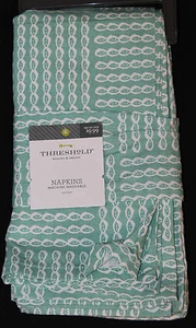 Threshold Mint Green Rope Print Napkins Set of 4 Cotton 20x20 new #1474 - Picture 1 of 4