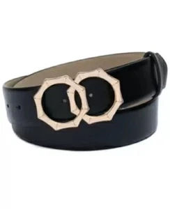 INC International Concepts Women's Double Circle Buckle Belt, Black, Medium M - Picture 1 of 1