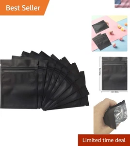 Robuste 3x4 Zoll wiederverschließbare Mylarbeutel - 100 Stück mattschwarze Folienbeutel - Bild 1 von 9