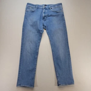 Hugo Boss Jeans Men 34x30 Blue Straight Mid Rise Light Wash Italian Fabric Denim - Picture 1 of 15