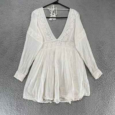 Free People Boho Peasant Dress Womens Small Crochet Lace Sugarpie Babydoll - Image 1 of 4