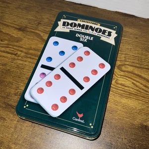 Juego de 28 fichas de dominó Cardinal Double Six en caja de hojalata NUEVO sellado - Imagen 1 de 6