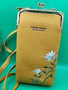 Blumenstickerei Umhängetasche Handytasche Damen Mini Reise Handtasche Geldbörse - Bild 1 von 6
