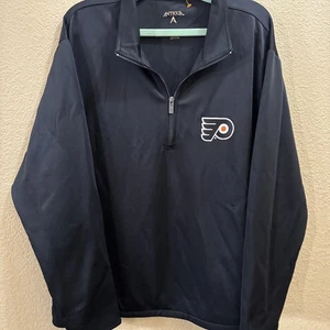 Philadelphia Flyers Men's XX-Large 1/4 Zip Black Pullover Sweatshirt Antigua - Picture 1 of 6