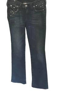 True Religion Becky Becca Jean Solapa Bolsillo Azul Talla 28 Algodón Adornado Tachuelas - Imagen 1 de 14