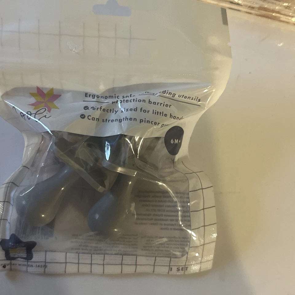 Nooli Made in The USA First Self Feed Baby Utensils â Anti-choke Grey