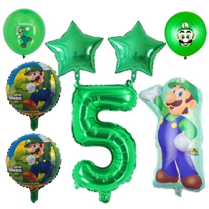 Luigi 5th Birthday Party Balloons Set Green Foil balloons - Picture 1 of 4