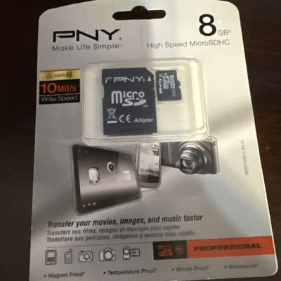 PNY 8 GB Micro SD Card and Adapter - New - Image 1 of 4