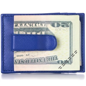 Alpine Swiss Mens Money Clip Thin Front Pocket Wallet Genuine Leather Card Case - Picture 1 of 9