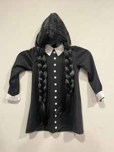 Costume mercoledì famiglia Addams bambina 3-4T vestito parrucca spirito Halloween - Foto 1 di 4