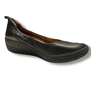 Zapato de cuña Vionic Jacey 8,5 de cuero cómodo negro sin cordones - Imagen 1 de 7