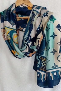 Louis Vuitton Scarf Shawl Multicolor Logo Silk Excellent Condition 90cm x 180cm - Picture 1 of 12