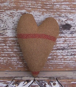 Primitive Heart Bowl Filler made from Vintage Striped Woven Blanket #3  HANDMADE - Picture 1 of 4