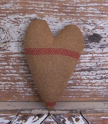 Primitive Heart Bowl Filler made from Vintage Striped Woven Blanket #3  HANDMADE - Image 1 of 4