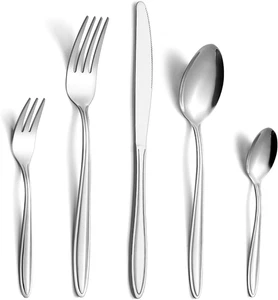 Set Di Posate in Acciaio Inox, 30 Pezzi, per 6 Persone, Con Coltello, Forchetta, - Foto 1 di 6