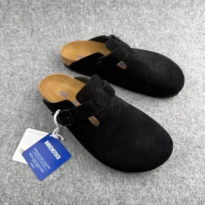 Birkenstock Boston Negro Suave Plantilla Zuecos Mujer Zapatos Nuevos y Caja Foto 1 de 4