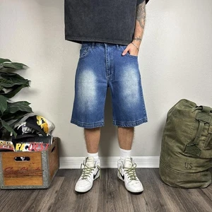 Pantaloncini jeans vintage fiend baggy skater blu denim vestibilità ampia 34x11,5 - Foto 1 di 8