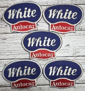 Vintage Lot 5 White Autocar Embroidered Sew Iron On Shirt Uniform Patches - Picture 1 of 4