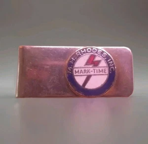 Vintage Silvertone Money Clip MH Rhodes Inc. Mark-Time Lightning Insignia Clip - Picture 1 of 3