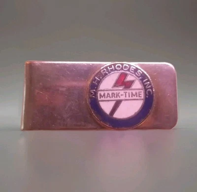 Vintage Silvertone Money Clip MH Rhodes Inc. Mark-Time Lightning Insignia Clip - Image 1 of 3