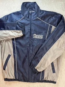Chaqueta cortavientos de colección de los 90 New England Patriots talla XL azul cremallera completa NFL - Imagen 1 de 11