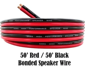 CCA 8 Gauge 50ft Roll of Stranded Quality Bonded ZIP Cable Cord - Red / Black - Picture 1 of 8