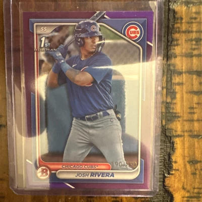 2024 Bowman Josh Rivera Purple Paper 1st Prospect /250 Cubs - J200 - Image 1 of 4