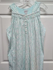 Camisón Bobbie Brooks Ropa de Dormir Talla 1-2X Sin Mangas Grannycore Flores Verdes - Imagen 1 de 4