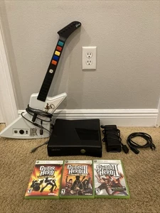 Xbox 360 S Console 4GB + Guitar Hero Bundle + Guitar + Games. Tested!! - Picture 1 of 12