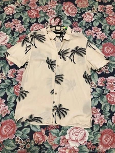 All Saints Small WMNS Mens Shirt Hawaii Button up S Over Printed Casual Beach - Picture 1 of 10