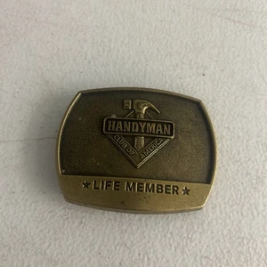 De colección 1996 Tono Dorado Manitas Miembro de la Vida Cinturón Hebilla Club of America EE. UU. Construcción - Imagen 1 de 4