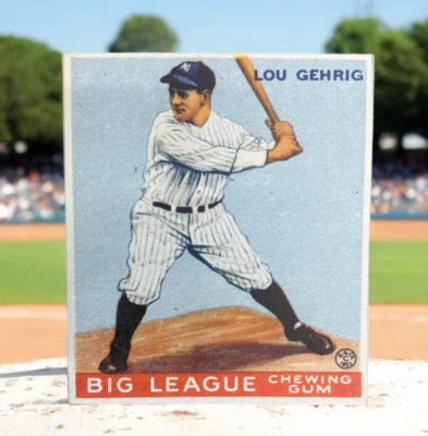 1933 Goudey Lou Gehrig 1/2in Wood Sign Display - 8"W X 9.5" Tall - Image 1 of 4