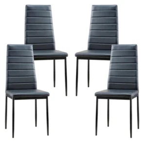 High Back Upholstered Leather Dining Chair Kitchen Chairs Restaurant 4 6 Person - Picture 1 of 16