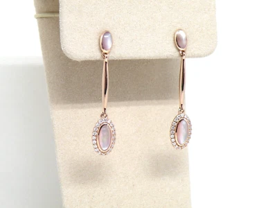 Authentic Kabana 14k Rose Gold, Pink Mother of Pearl,  Diamond, Dangle Earring - Image 1 of 4