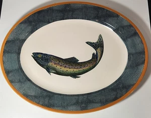WILLIAMS-SONOMA English Angler 17.75” Serving Platter Oval England Trout Fish - Picture 1 of 10