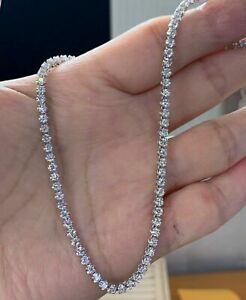 20Ct Round Cut Diamond Tennis Choker Diamond Eternity Necklace 18K White Gold GP