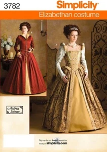 Costume elisabettiano Simplicity 3782 modello cucito donna taglie 6-12 TAGLIO PARZIALE - Foto 1 di 2
