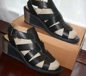 Schwarze Damen-Ledersandalen Gladiator-Stil Keilabsatz PLDM von Palldium 10 11 - Bild 1 von 11