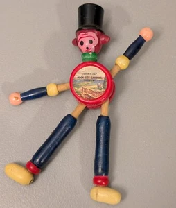 Vintage Lover's Leap Lookout, Montana Souvenir Toy - Wood Monkey Jumping Jack - Leggi - Foto 1 di 24