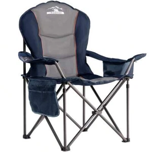 Oversized Camping Chair with Cooler, 500LBS Support, Steel Frame, Blue & Gray - Picture 1 of 17