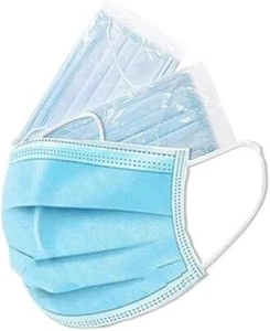 100 un. Máscara facial envuelta individualmente bucles nariz desechable azul premium - Imagen 1 de 3