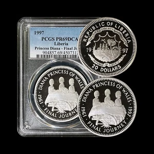 LIBERIA. 1997, 20 Dollars, Silver - PCGS PR69 - Top Pop 🥇 Diana, Final Journey - Picture 1 of 5